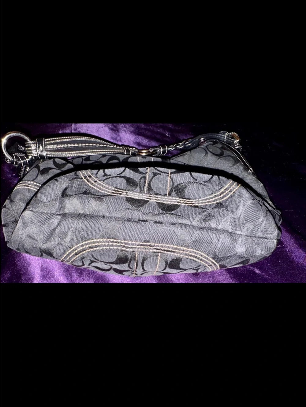 Vintage Coach Soho Signature Jacquard Hobo Bag Braided Strap Black Y2K